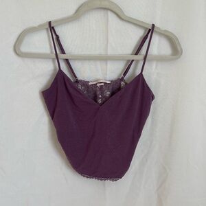 Victoria’s Secret Purple Lace-Trim Spaghetti Strap Women's Tank Top